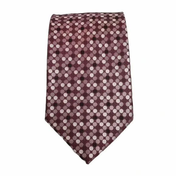 Pronto-Uomo Burgundy Polka Dot Silk Tie - Picture 1 of 3